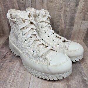 Converse Womans Size 6.5 Chuck Taylor All Star Lugged Egret High Hi Top Shoes